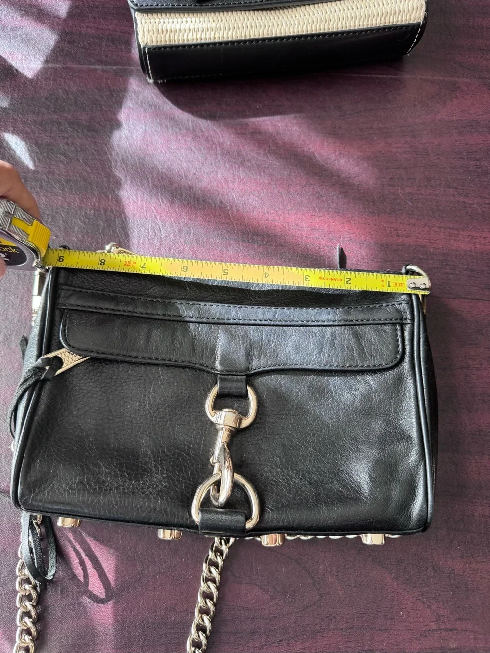 Rebecca Minkoff Mini M.A.C. crossbody bag featuring black Gold tone hardware